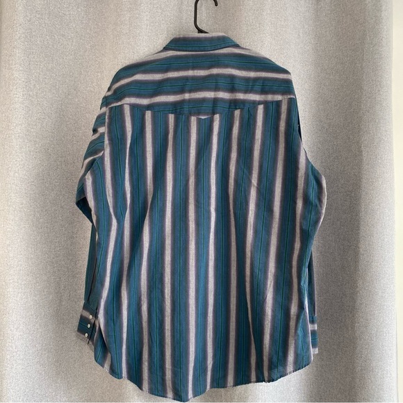 Ely Cattleman Men's Teal and Gray Striped Shirt XL - Picture 2 of 4